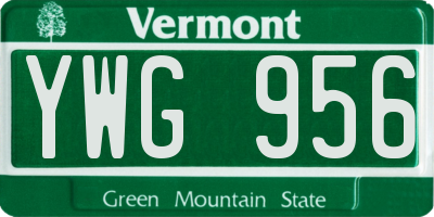 VT license plate YWG956