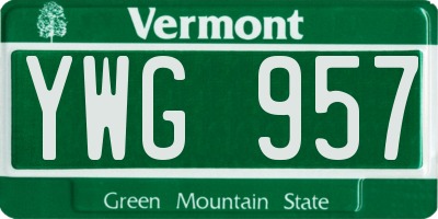 VT license plate YWG957