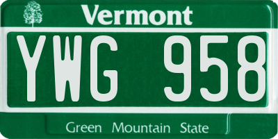 VT license plate YWG958