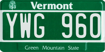 VT license plate YWG960
