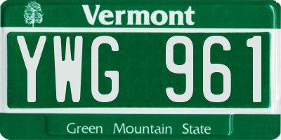 VT license plate YWG961