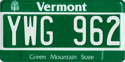 VT license plate YWG962