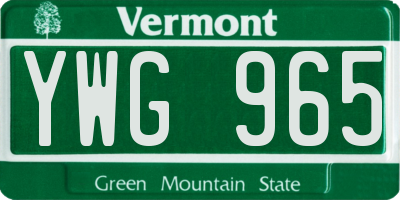 VT license plate YWG965