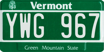 VT license plate YWG967