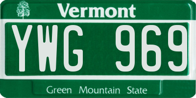 VT license plate YWG969