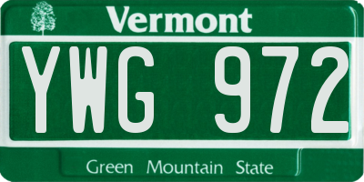 VT license plate YWG972
