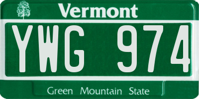 VT license plate YWG974