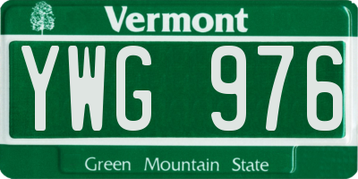 VT license plate YWG976