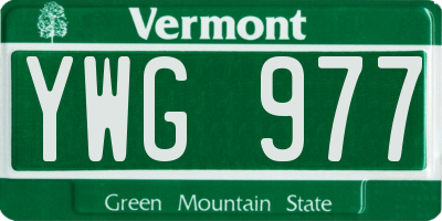 VT license plate YWG977