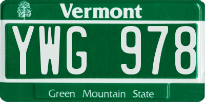 VT license plate YWG978