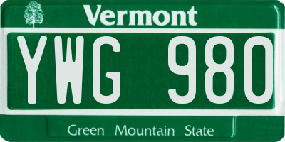 VT license plate YWG980