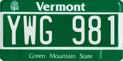 VT license plate YWG981