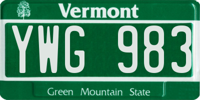 VT license plate YWG983