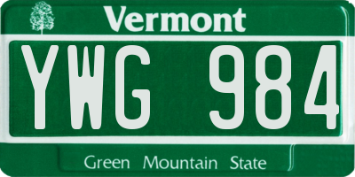 VT license plate YWG984