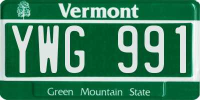 VT license plate YWG991