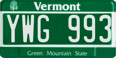 VT license plate YWG993