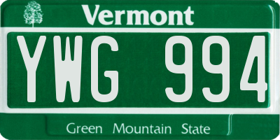 VT license plate YWG994