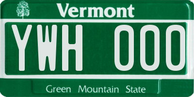 VT license plate YWH000