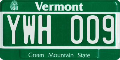 VT license plate YWH009