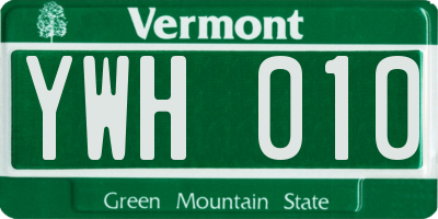 VT license plate YWH010