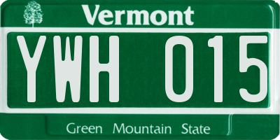 VT license plate YWH015