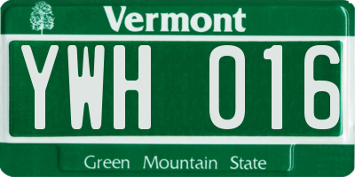 VT license plate YWH016
