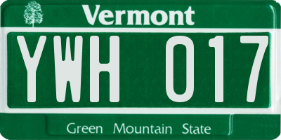 VT license plate YWH017
