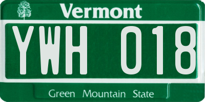 VT license plate YWH018
