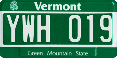VT license plate YWH019