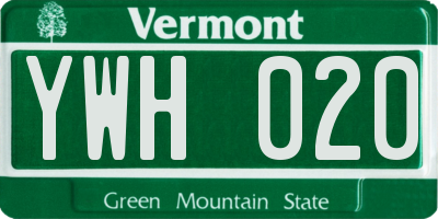 VT license plate YWH020