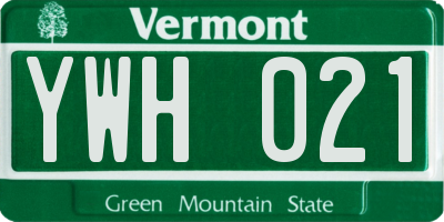 VT license plate YWH021