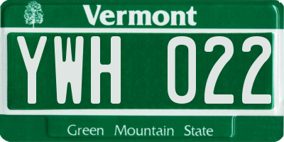 VT license plate YWH022