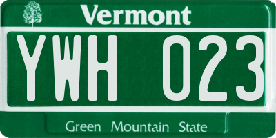 VT license plate YWH023