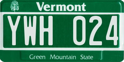 VT license plate YWH024
