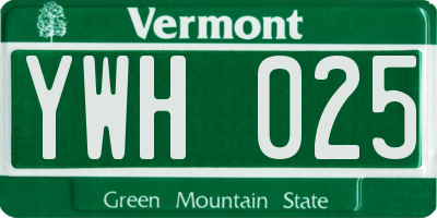 VT license plate YWH025