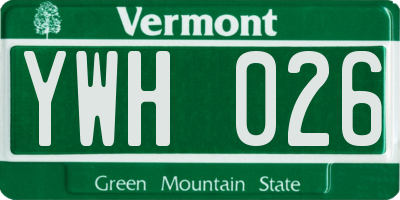 VT license plate YWH026