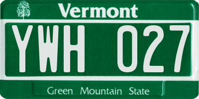 VT license plate YWH027