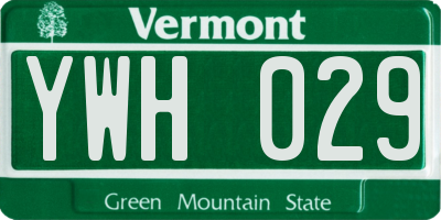 VT license plate YWH029
