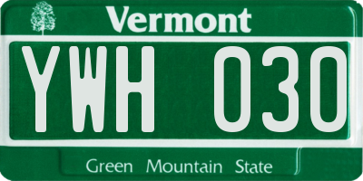 VT license plate YWH030