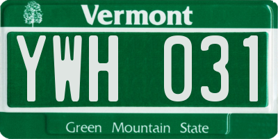 VT license plate YWH031