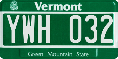 VT license plate YWH032
