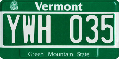 VT license plate YWH035