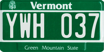 VT license plate YWH037