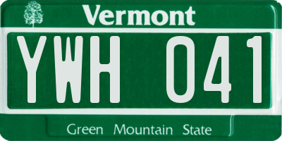 VT license plate YWH041