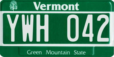 VT license plate YWH042
