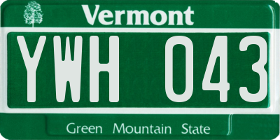 VT license plate YWH043