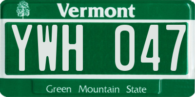 VT license plate YWH047