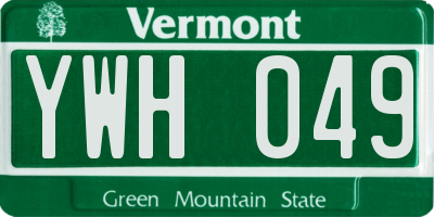 VT license plate YWH049
