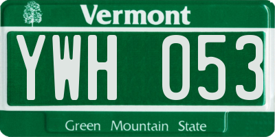 VT license plate YWH053