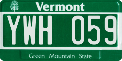 VT license plate YWH059